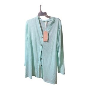 Cueply Mint Green plus size Women's Cardigan